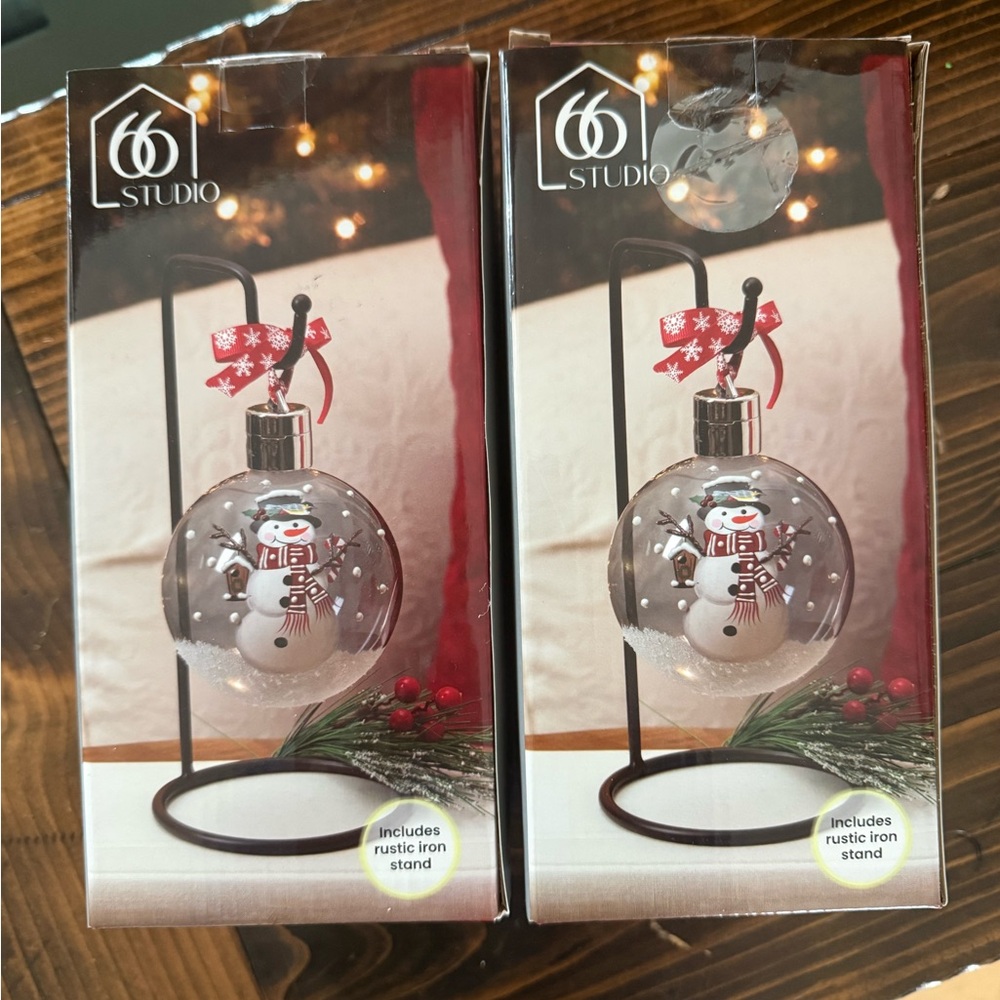 Studio 66 Snowman Glass Ornament with Stand - Snowy Daze (NIB)